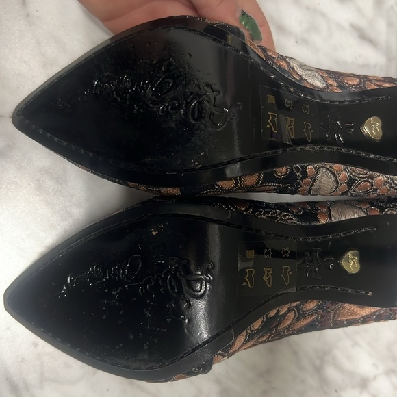 Alice + Olivia Embroidered Pumps Heels- Size 41.women black gold Boho Ball Party - Picture 6 of 10